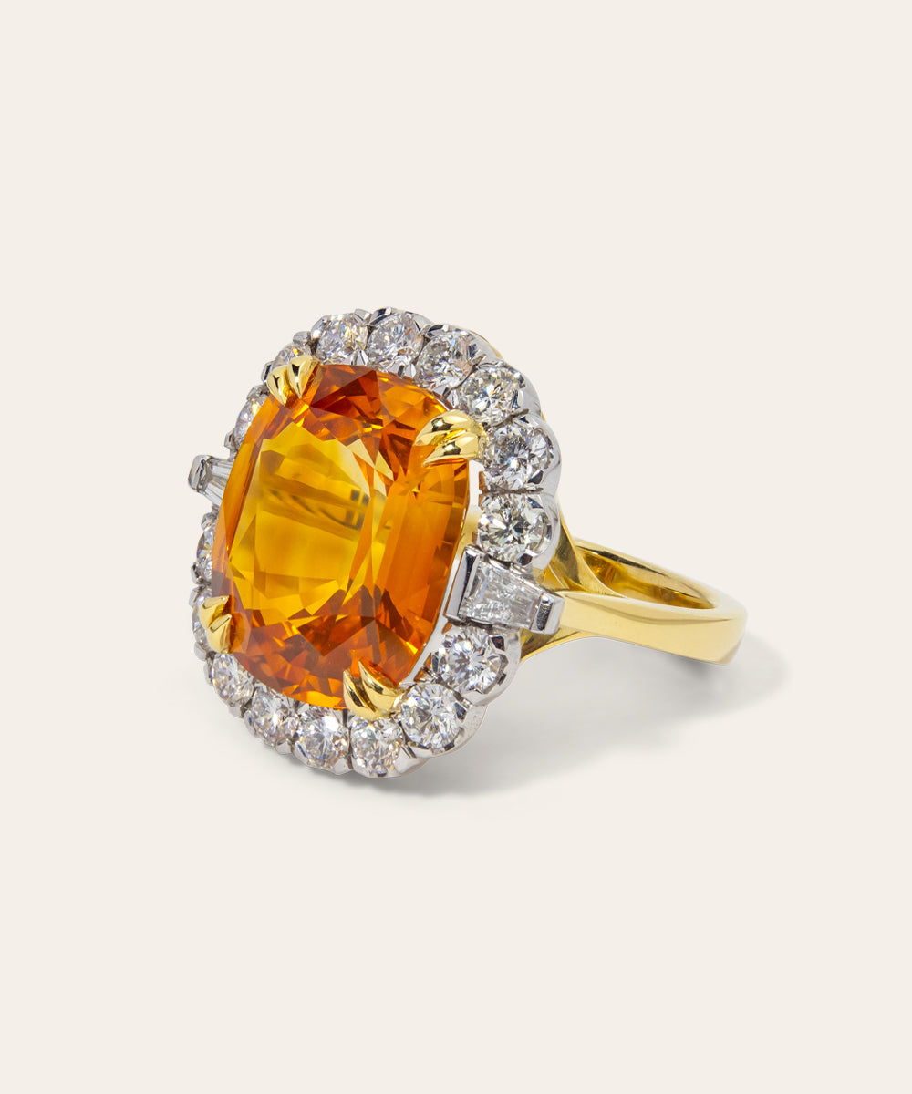 Yellow and White Gold Sapphire and Diamond Ring
