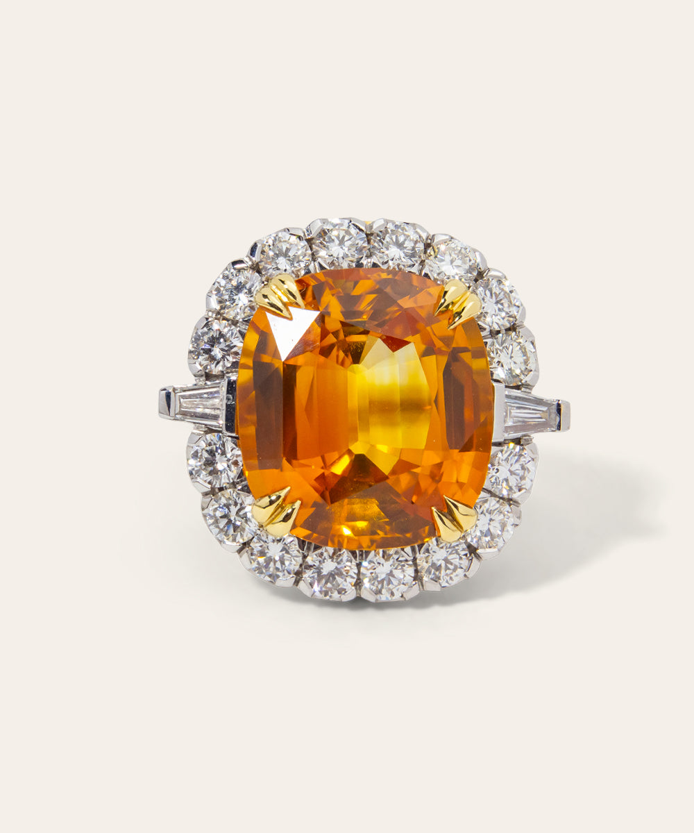 Yellow and White Gold Sapphire and Diamond Ring