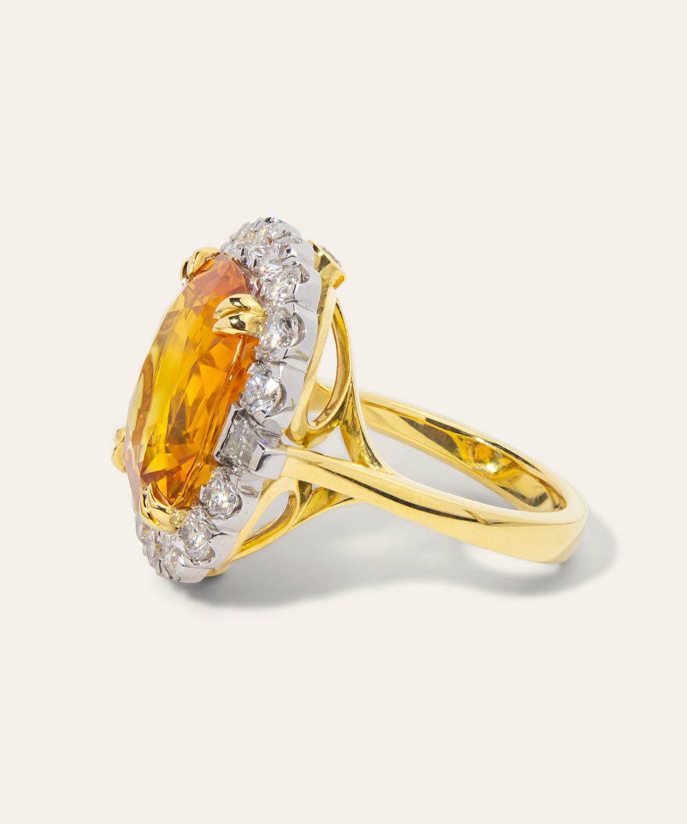 Yellow and White Gold Sapphire and Diamond Ring