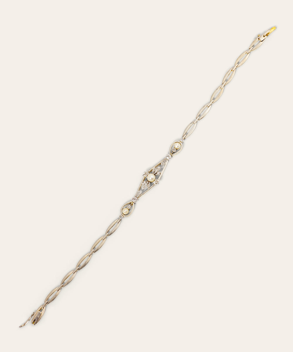 Antique Diamond and Akoya Pearl Bracelet
