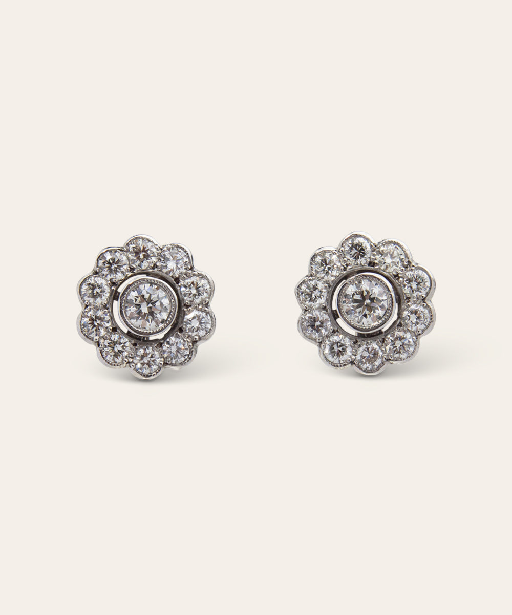 Vintage Diamond & Pearl Detachable Stud Earrings