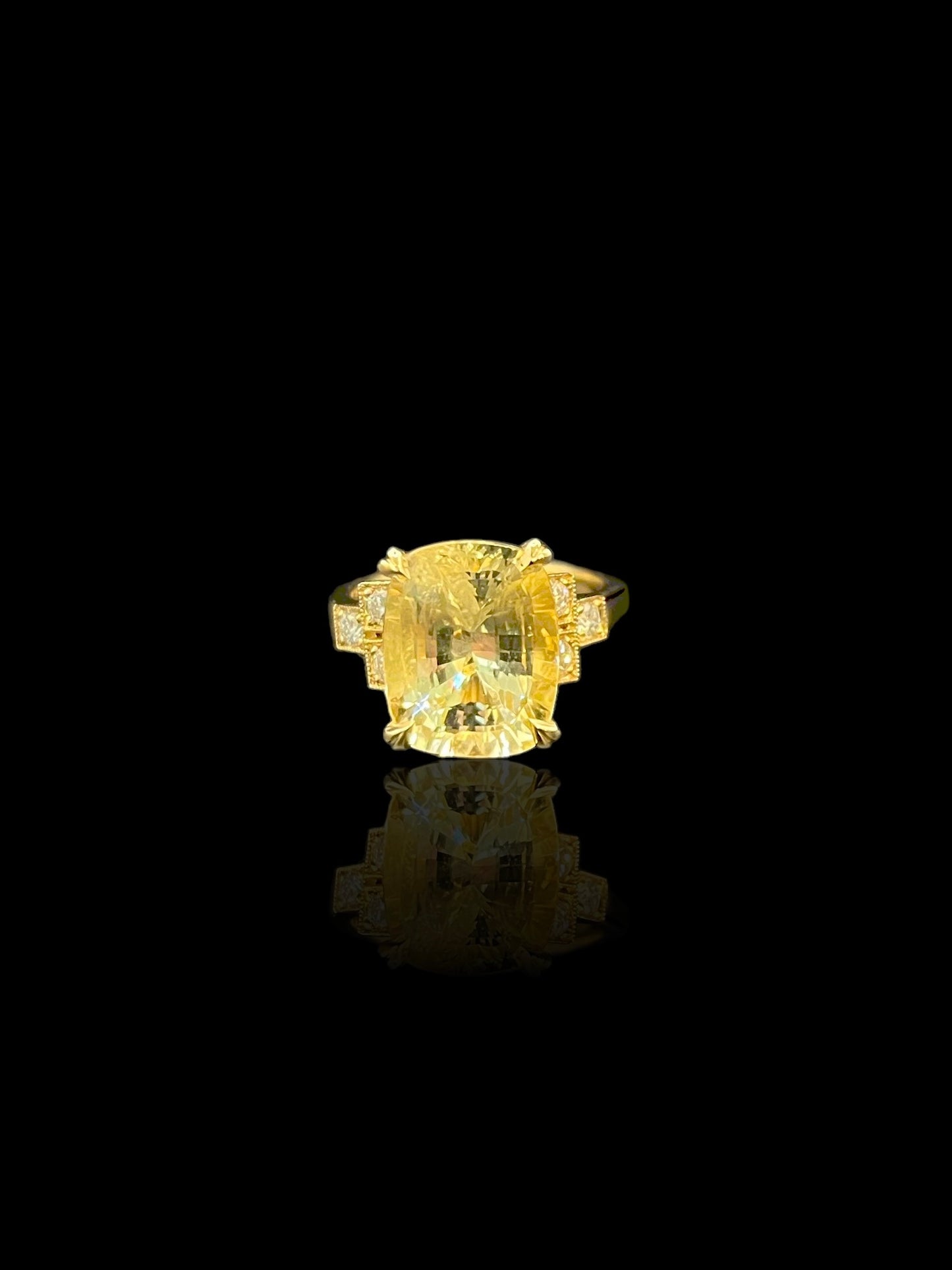 Modern Gold Yellow Sapphire & Diamond Ring