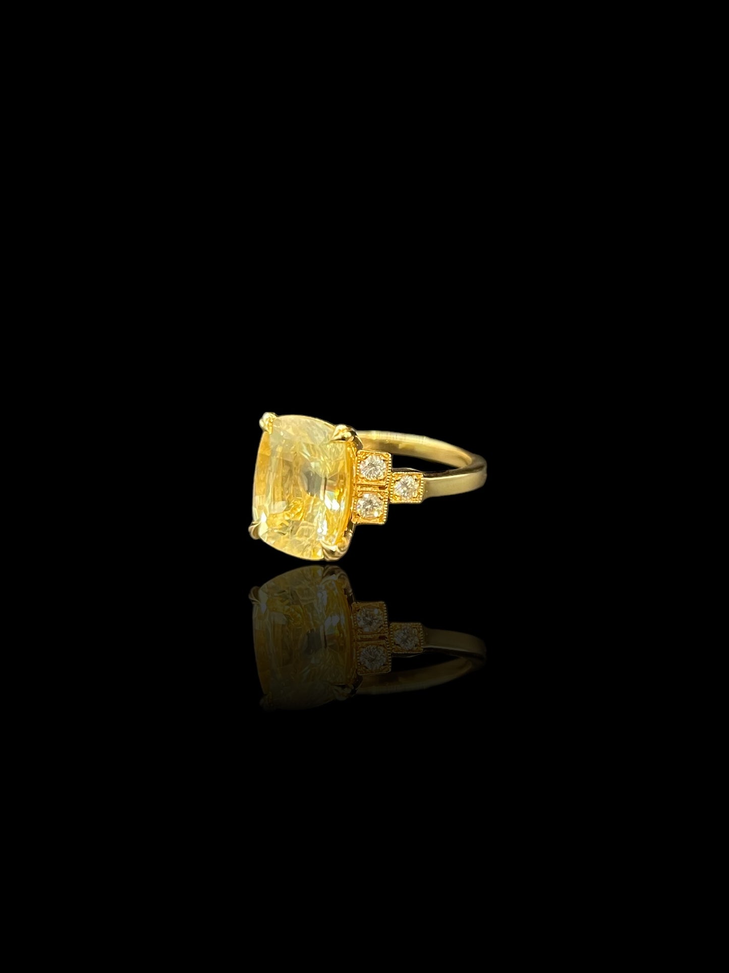 Modern Gold Yellow Sapphire & Diamond Ring