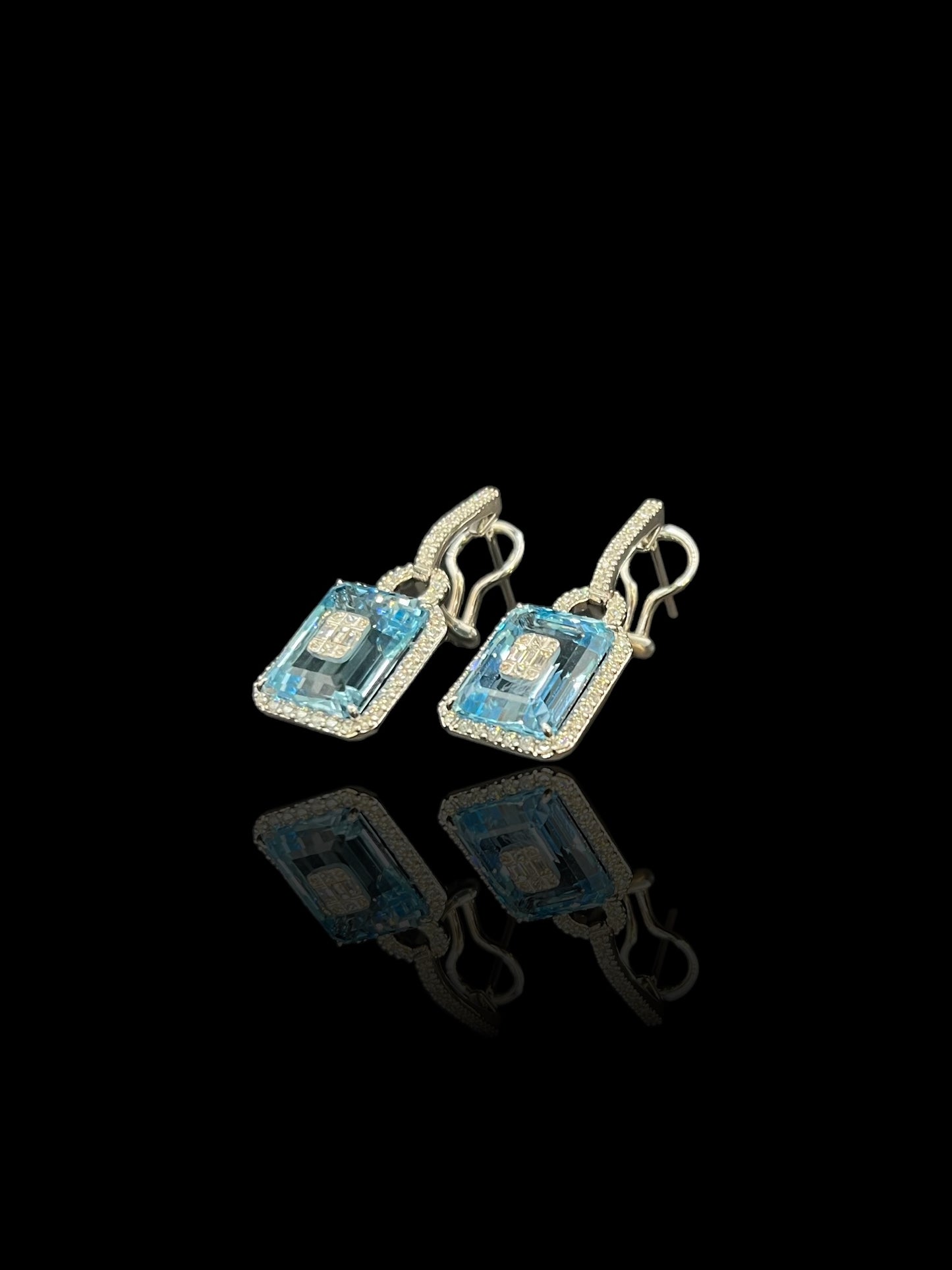 Modern White Gold Topaz & Diamond Drop Earrings