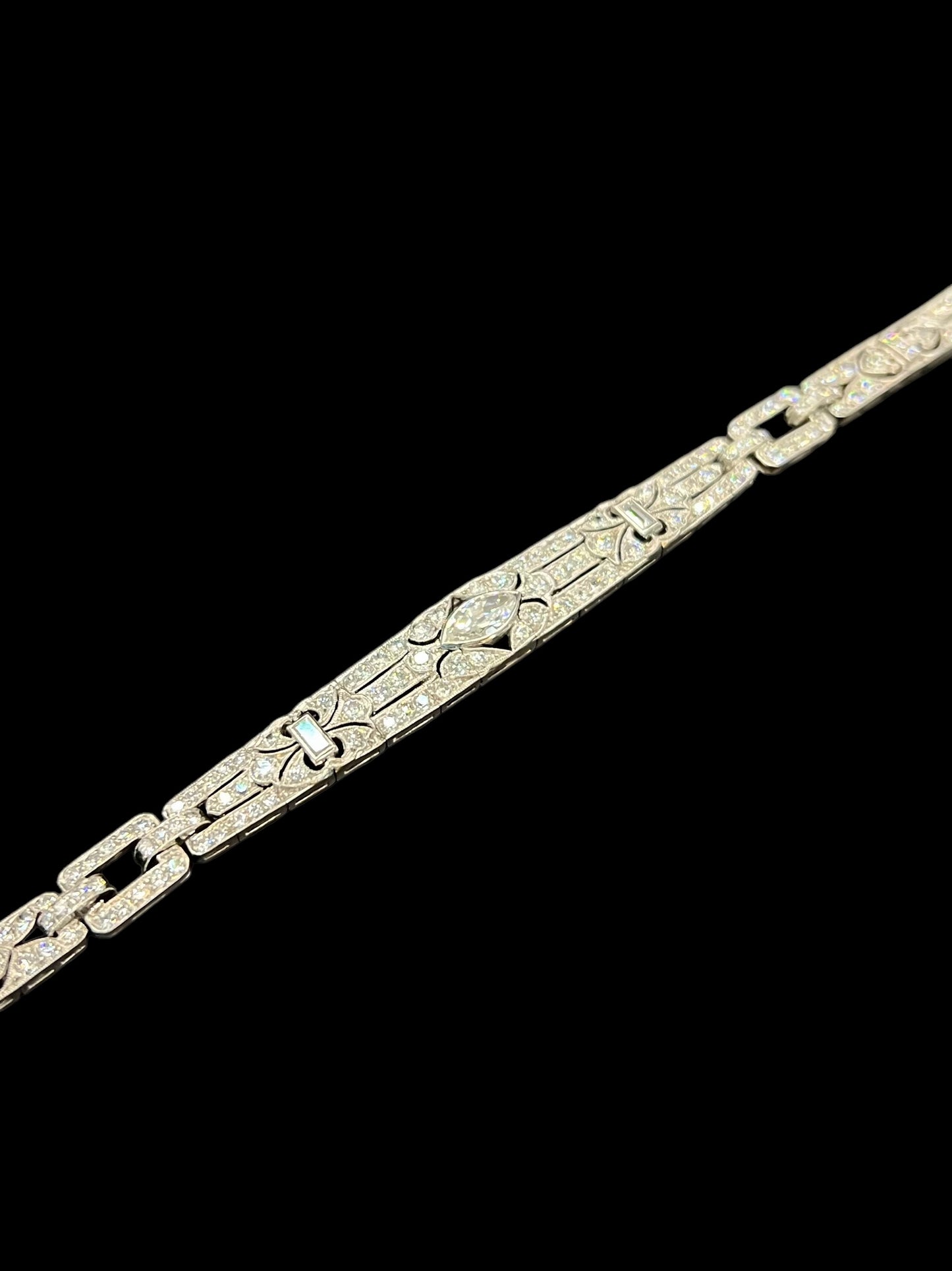 Vintage Art Deco Platinum Diamond Line Bracelet