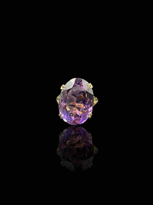 Vintage Rose Gold Amethyst Cocktail Ring