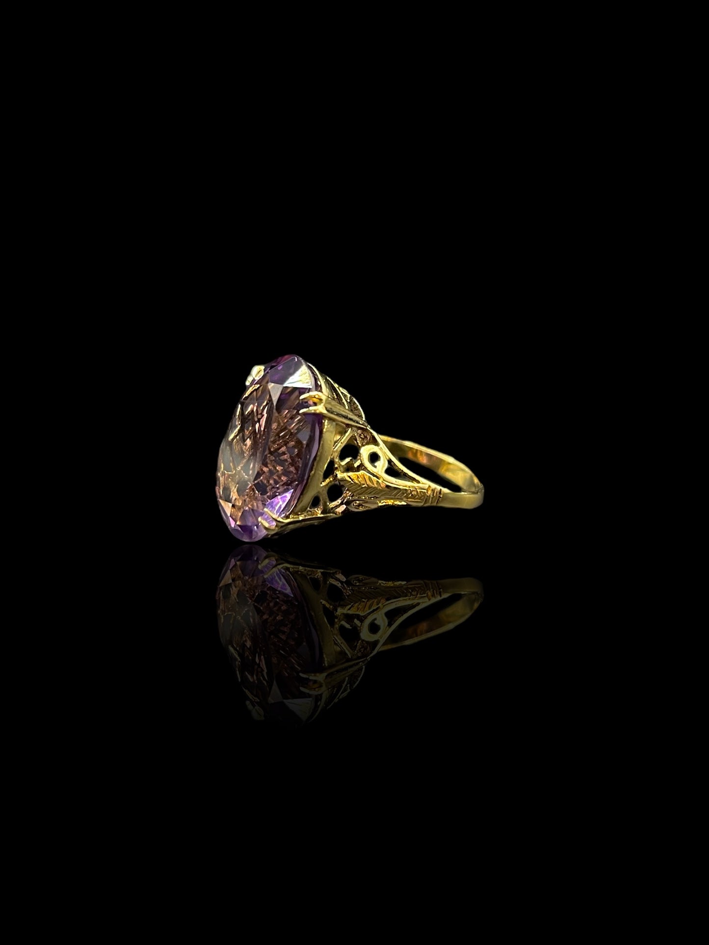 Vintage Rose Gold Amethyst Cocktail Ring