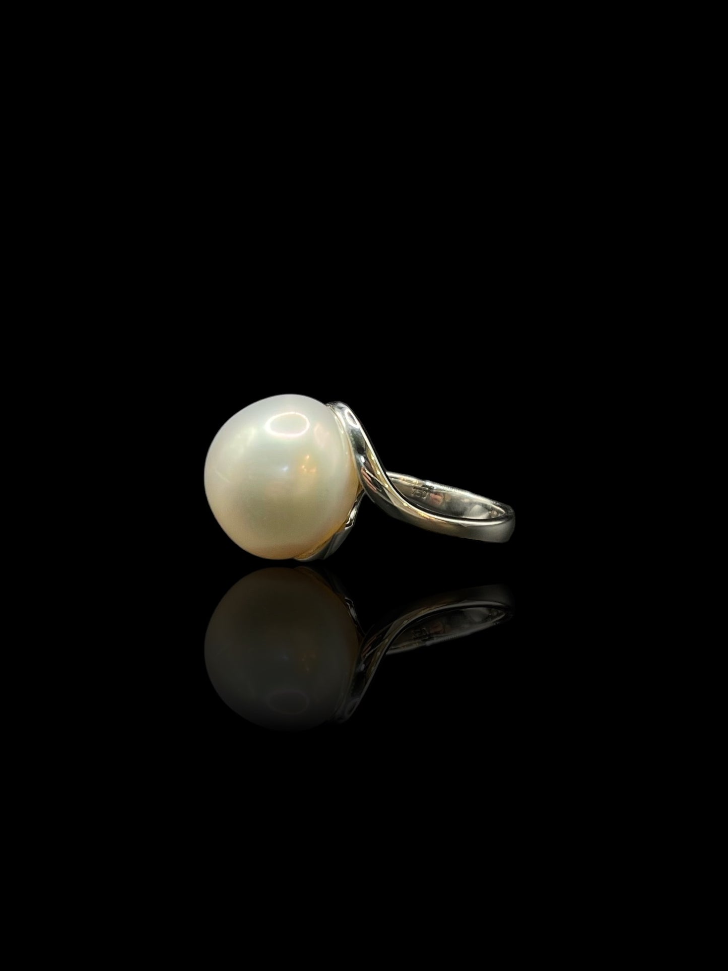 Modern White Gold South Sea Pearl Statement Ring