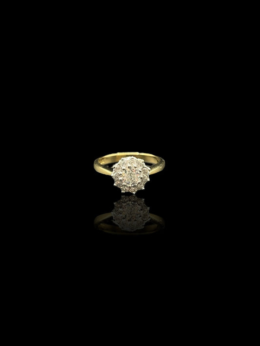 Antique Yellow Gold Diamond Starburst Ring