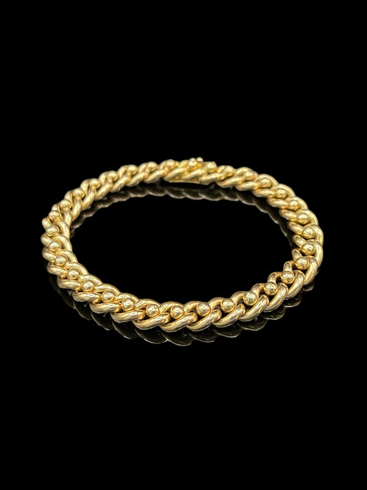 Mid Century Yellow Gold Curb & Bobble Bracelet