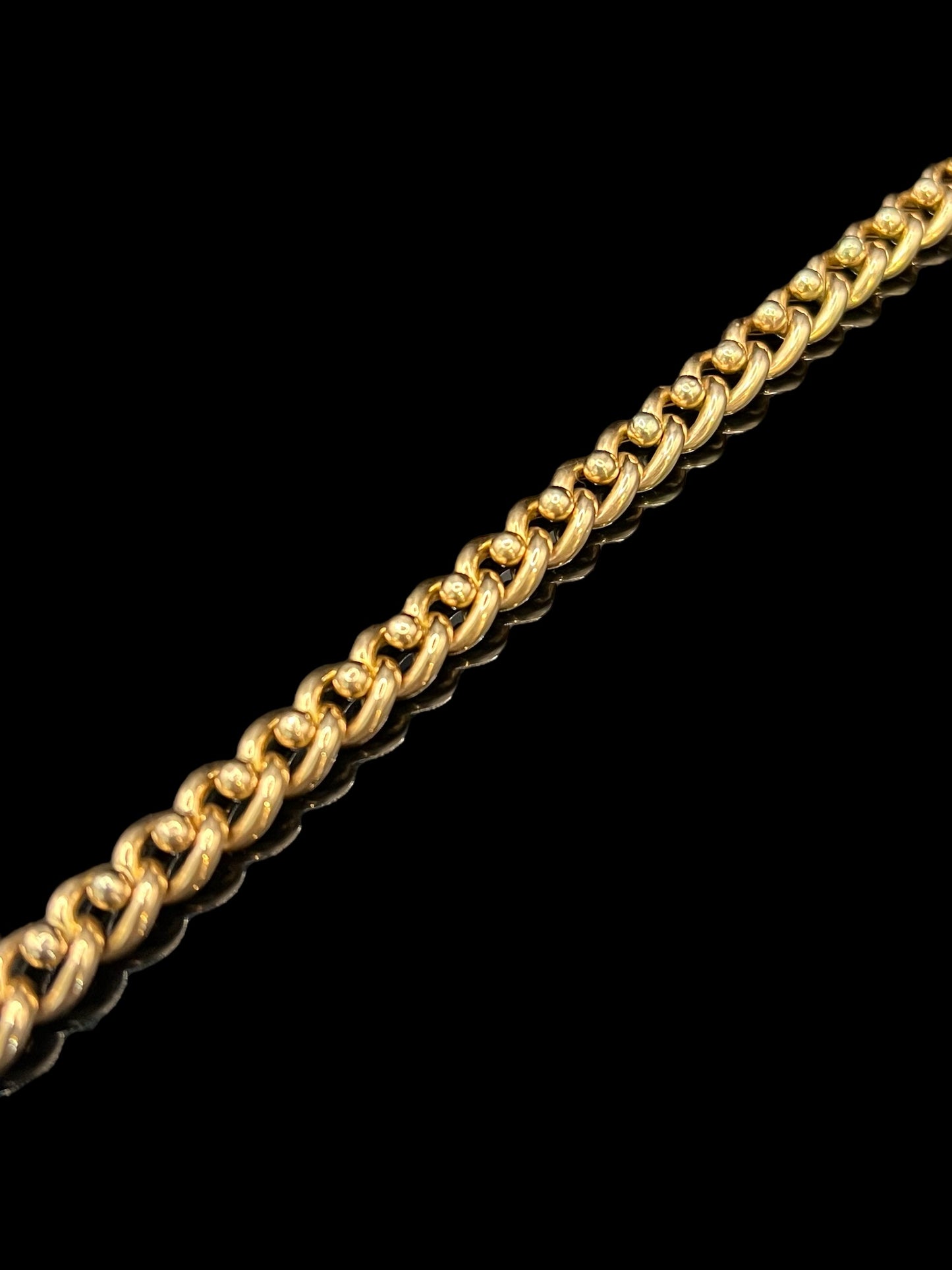 Mid Century Yellow Gold Curb & Bobble Bracelet