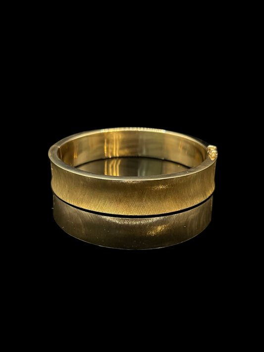 Vintage Yellow Gold Concave Rubbed Bangle