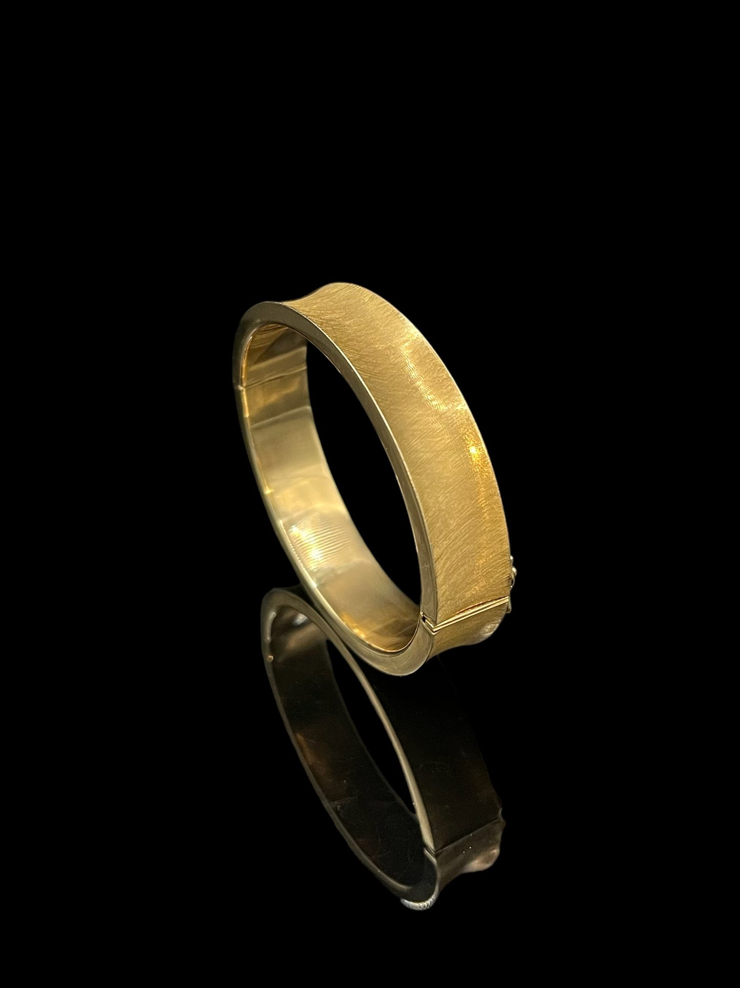 Vintage Yellow Gold Concave Rubbed Bangle
