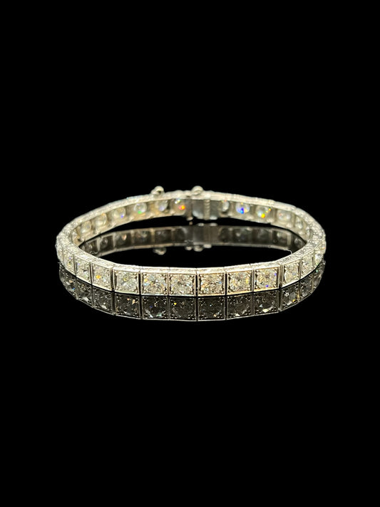 Antique Platinum Diamond Articulated Line Bracelet