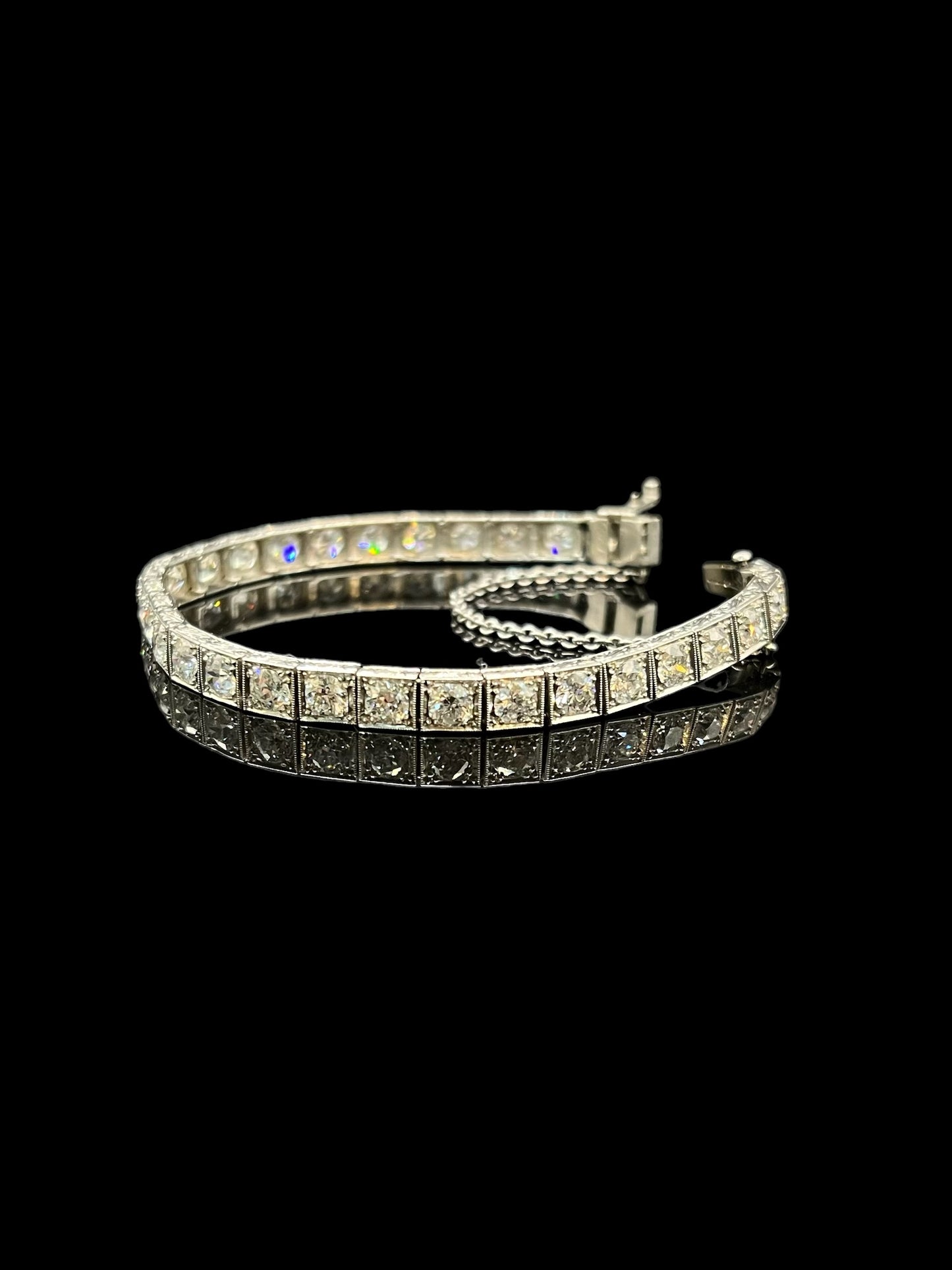 Antique Platinum Diamond Articulated Line Bracelet