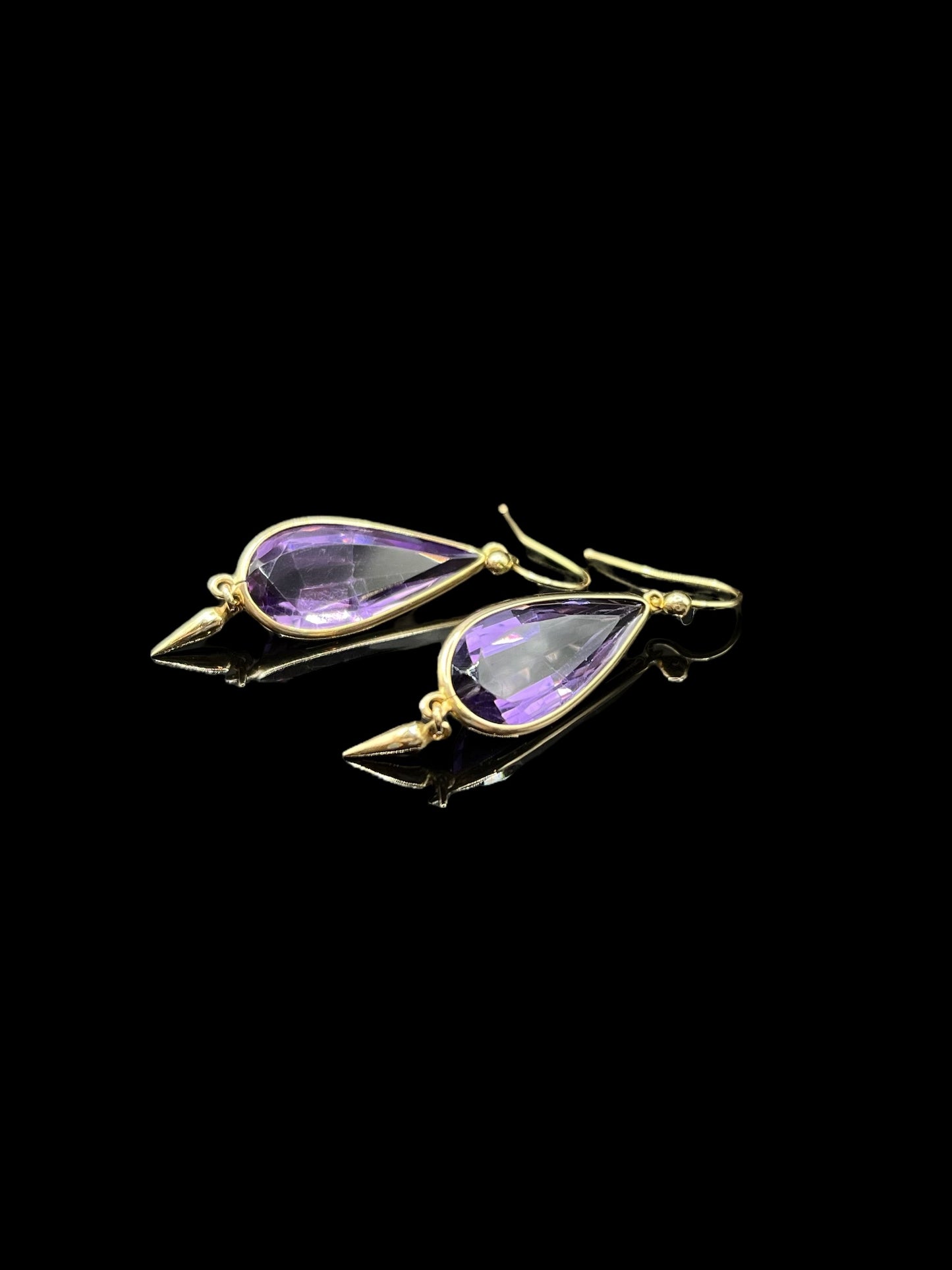 Antique Yellow Golf Spectacle-Set Amethyst Drop Earrings