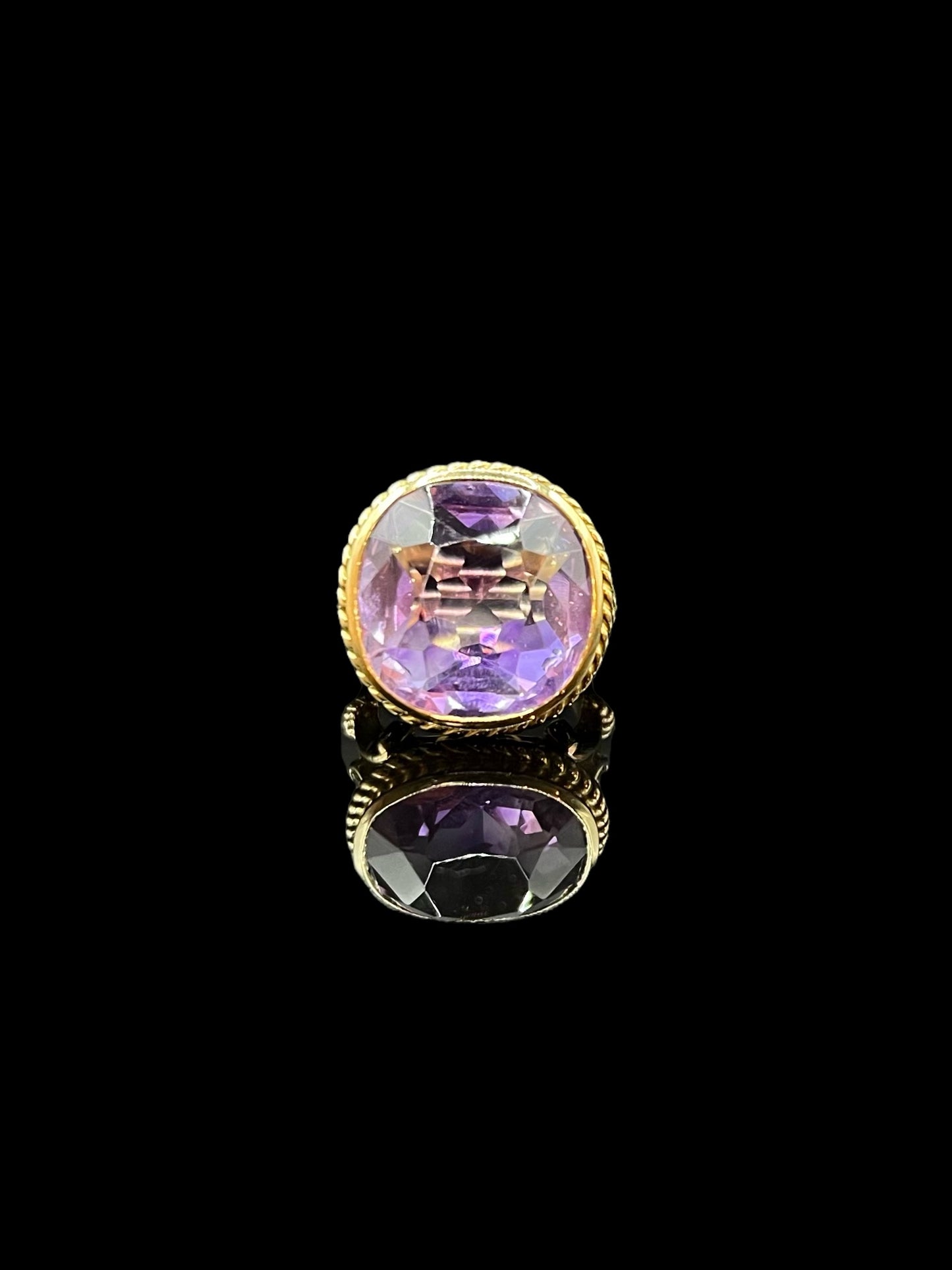 Vintage Yellow Gold Amethyst & Diamond Cocktail Ring