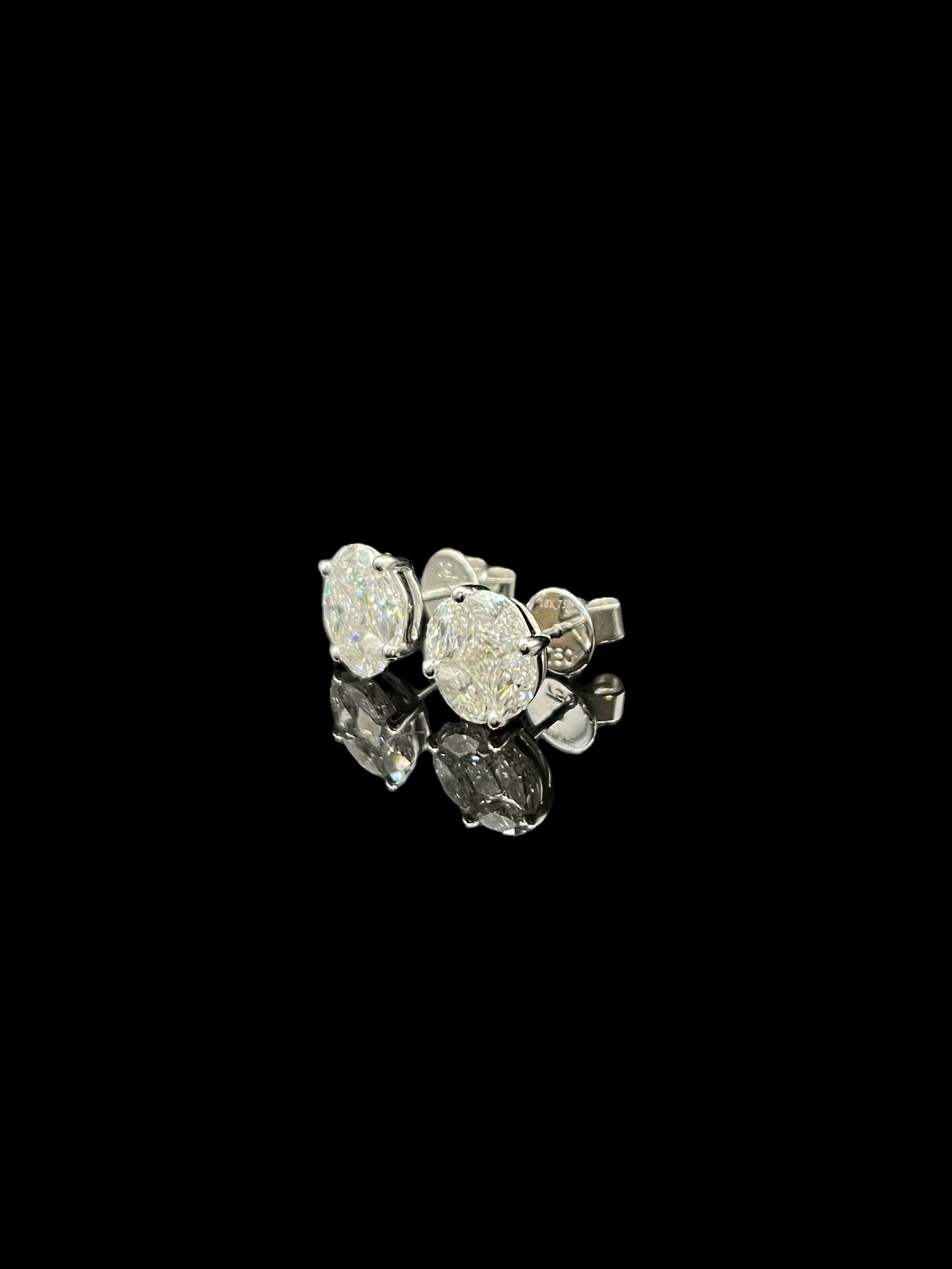 Modern White Gold Diamond Cluster Stud Earrings