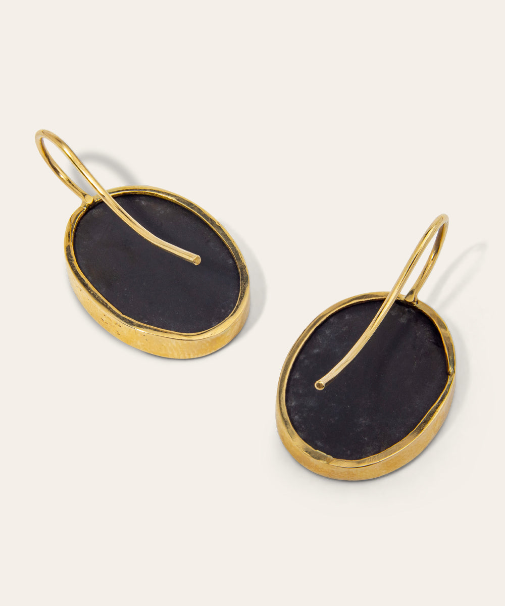 Yellow Gold & Pietra Dura Earrings