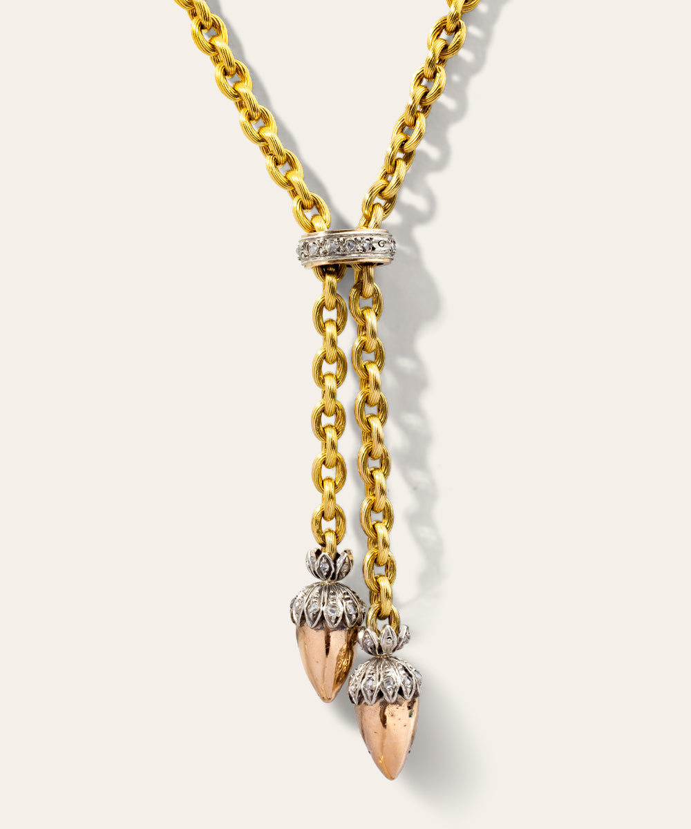 Vintage French Yellow and Rose Gold Necklace