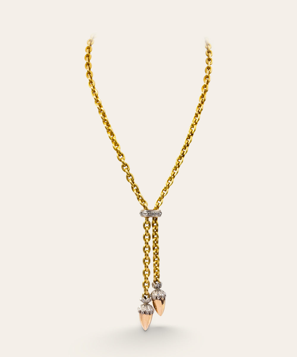 Vintage French Yellow and Rose Gold Necklace