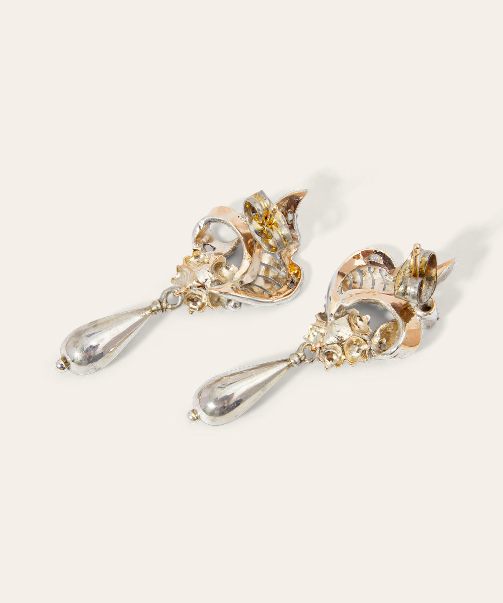 Vintage Silver and Rose Gold Torpedo Earrings