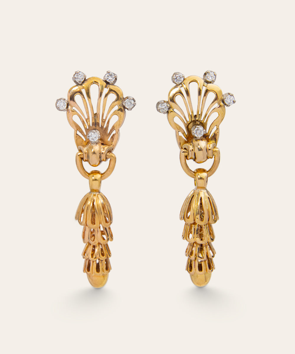 Retro Period Yellow Gold Drop Earrings