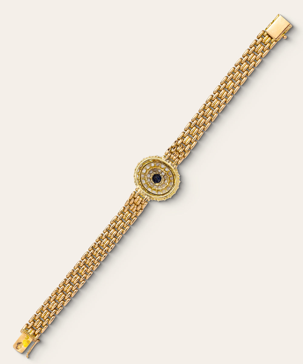 Antique Russian Yellow Gold, Sapphire, & Diamond Bracelet