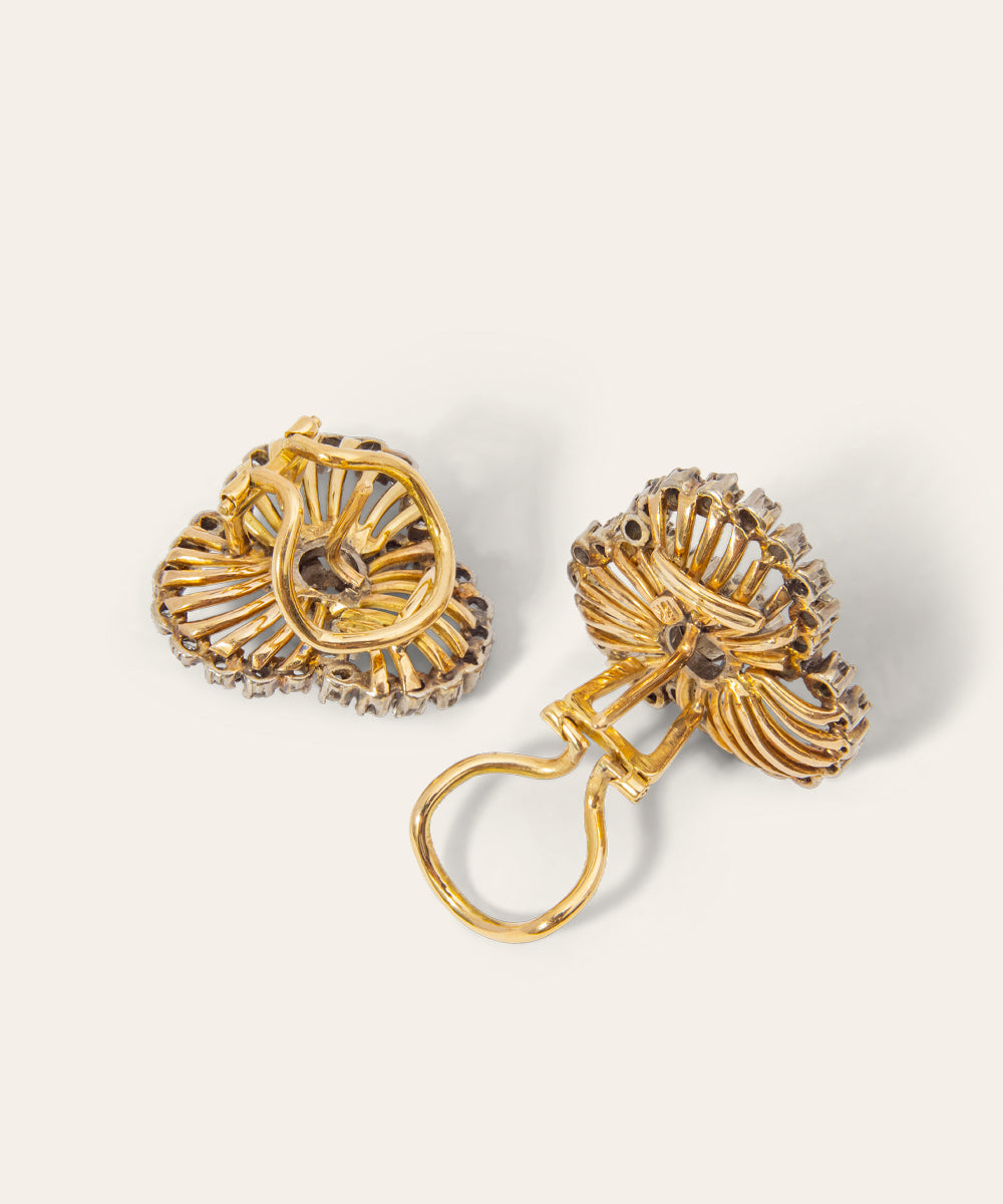 Retro Period Diamond and Gold Earrings