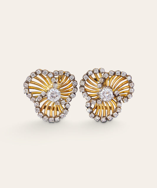 Retro Period Diamond and Gold Earrings