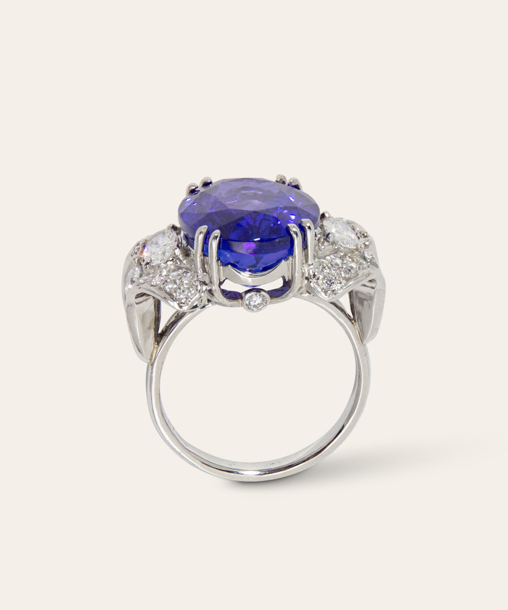 Platinum, Tanzanite, and Diamond Ring