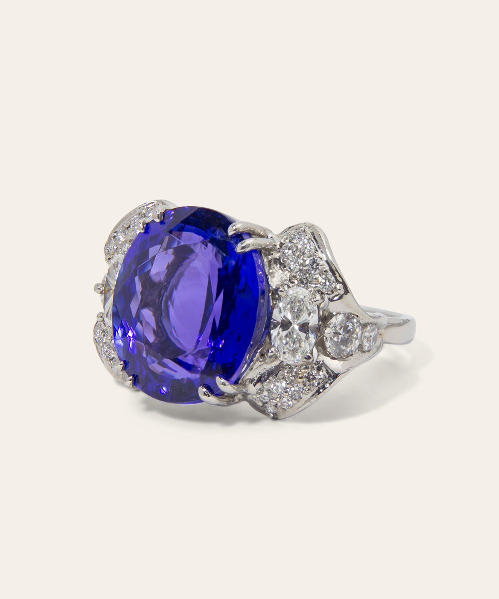 Platinum, Tanzanite, and Diamond Ring