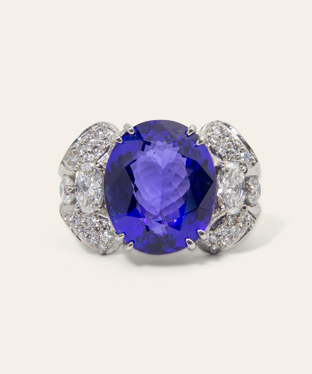 Platinum, Tanzanite, and Diamond Ring