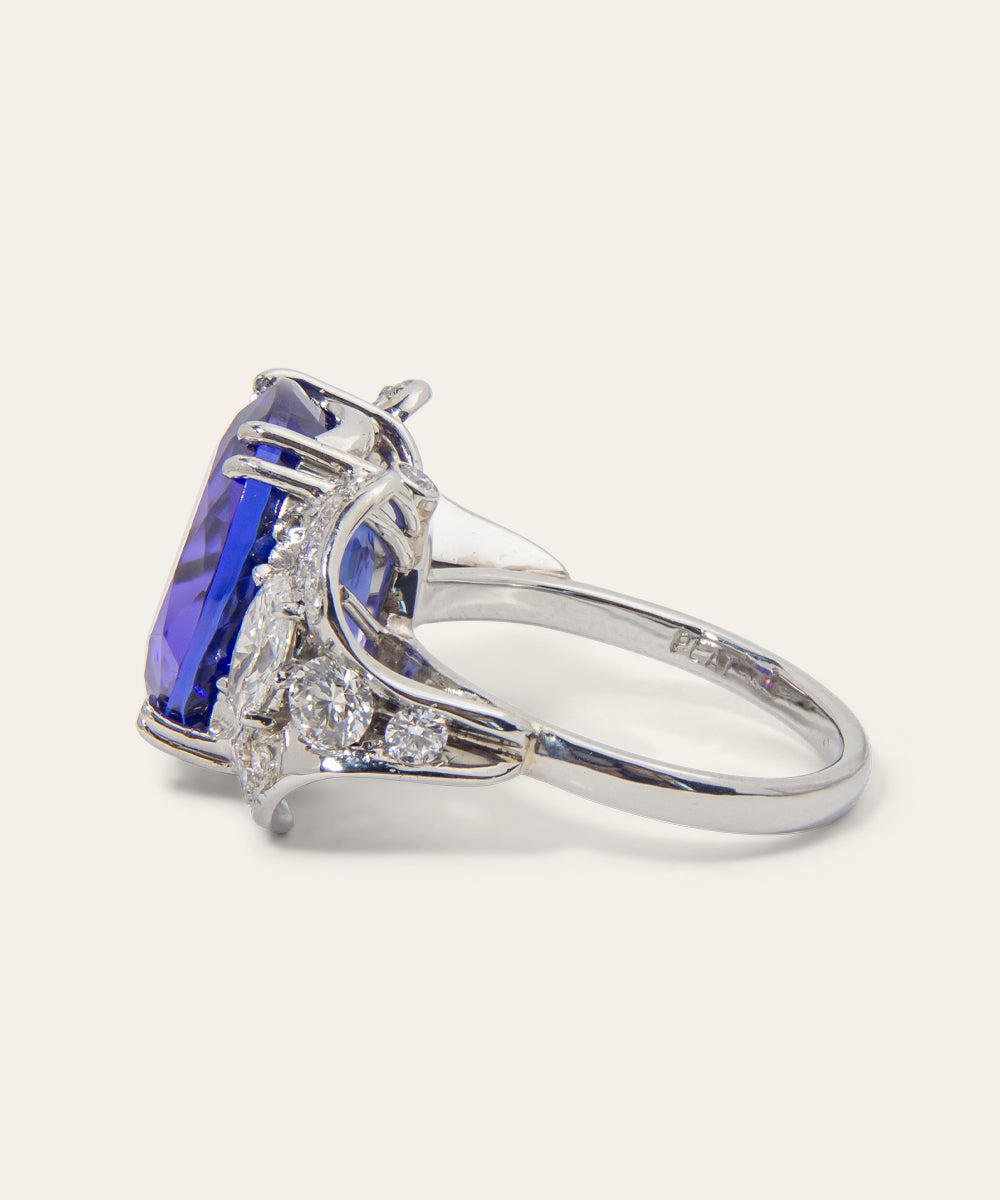 Platinum, Tanzanite, and Diamond Ring
