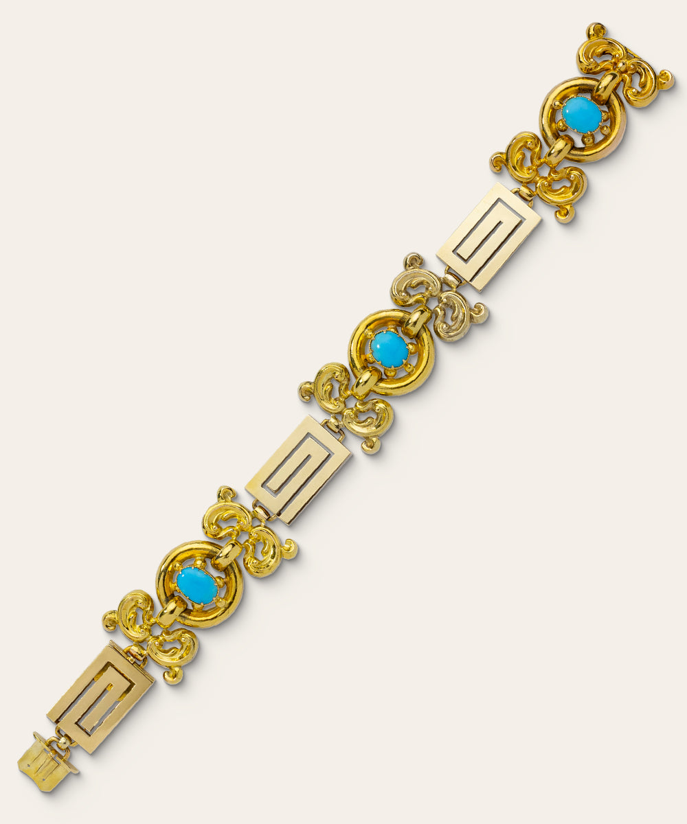 Victorian Yellow Gold & Turquoise Bracelet