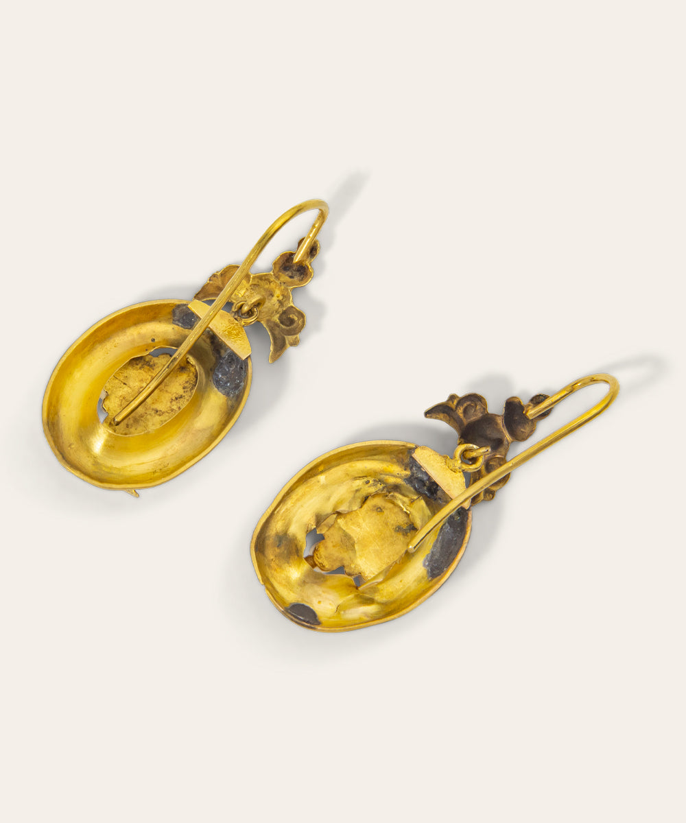 Victorian Yellow Gold, Garnet, and Quartz Drop Earrings